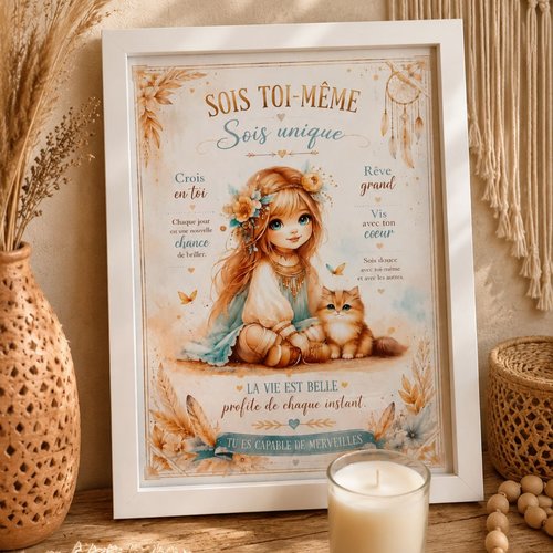 Affiche positive sois toi-même, sois unique – décoration murale