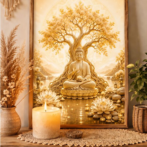 Affiche bouddha éveil & harmonie a4 à télécharger – décoration zen et spirituelle