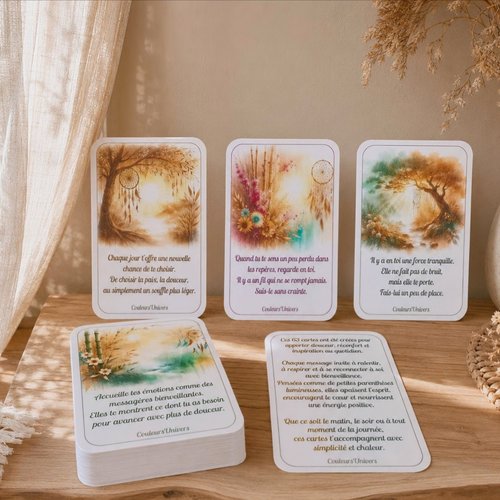 Oracle de guidance – lot de 63 cartes de messages inspirants et bienveillants