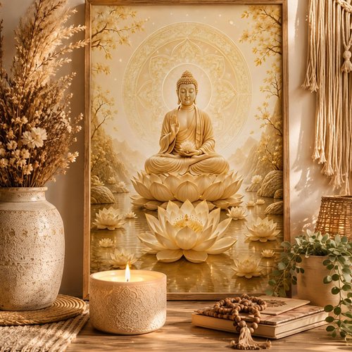 Affiche bouddha "lumière intérieure" à imprimer – décoration zen & méditation - pdf téléchargeable a4