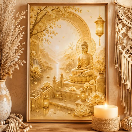 Affiche "sérénité éternelle" à imprimer – bouddha zen, paix intérieure & décoration spirituelle -  pdf téléchargeable a4