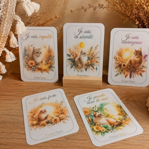 Lot de 30 cartes d'affirmations positives pour filles – thème chats – cartes de confiance en soi et bienveillance