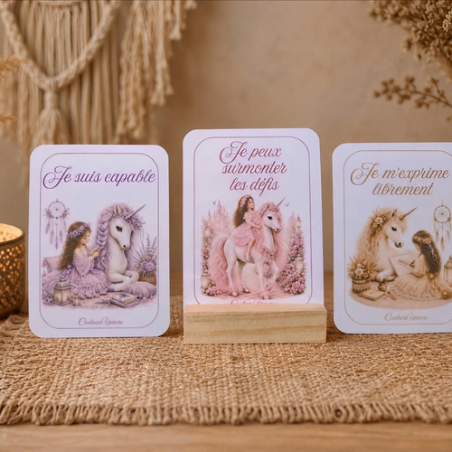 Lot de 30 cartes d'affirmations positives pour filles – thème licornes – confiance en soi, courage et pensée positive