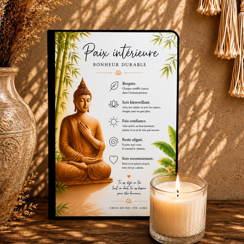 Carnet de notes a5 « paix intérieure » – bouddha & développement personnel - journal de méditation