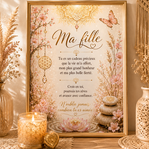 Affiche a4 « ma fille » – cadeau d'amour et d'encouragement – décoration bohème