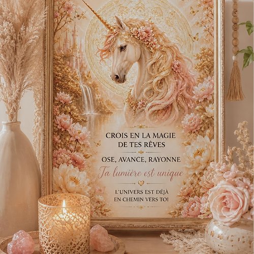 Affiche licorne féerique – décoration enfant