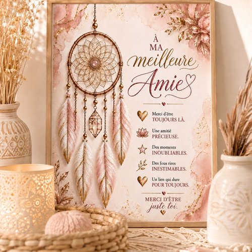 Affiche meilleure amie – amitié précieuse - affiche meilleure amie – cadeau souvenir