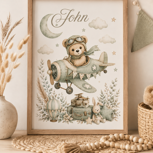 Affiche chambre garçon – petit aviateur et rêves d’aventure