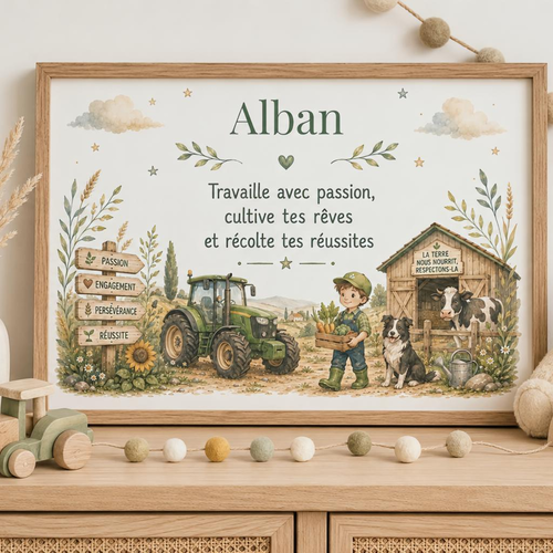 Affiche ferme et agriculture – décoration champêtre pour chambre d’enfant