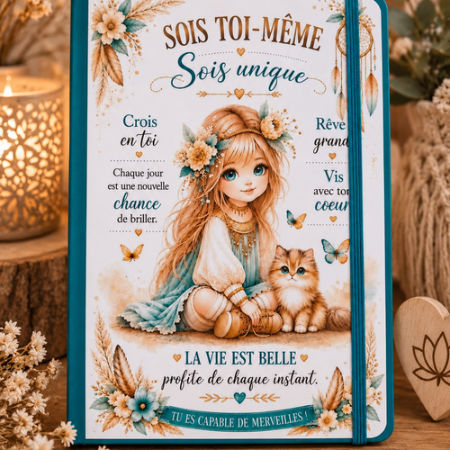 Carnet pour fille positif et inspirant – cahier motivation et créativité - idée cadeau fille