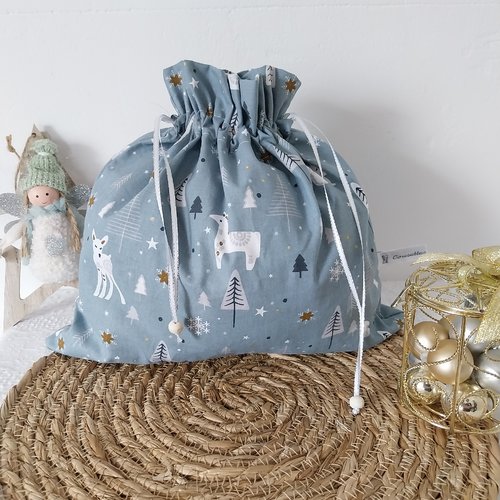 Sac cadeau de noël taille 2,  pochon emballage
