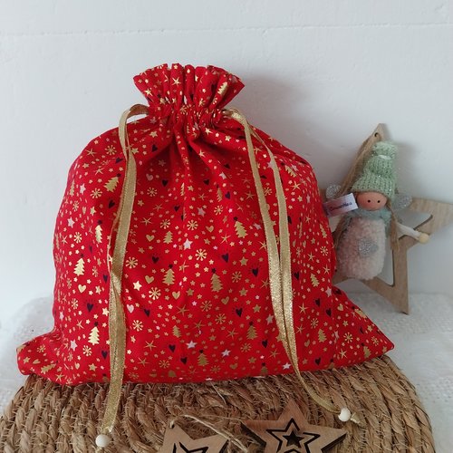 Sac cadeau de noël taille 2,  pochon emballage