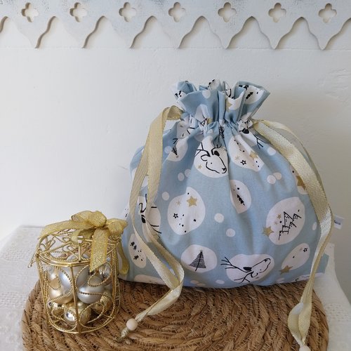 Sac cadeau de noël taille 2,  pochon emballage