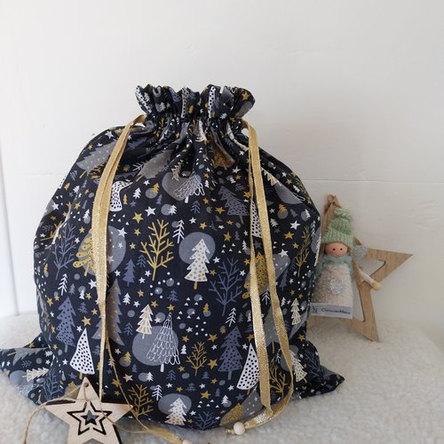 Sac cadeau de noël taille 2,  pochon emballage