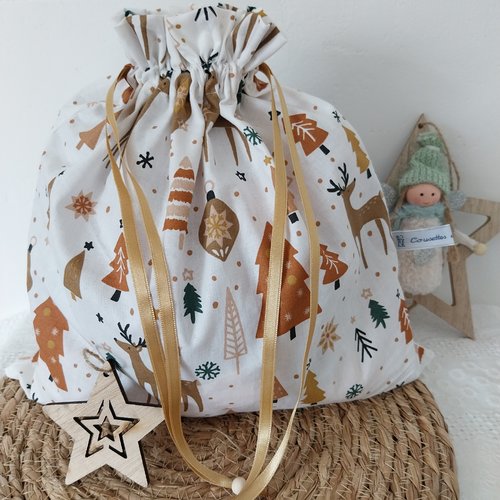 Sac cadeau de noël taille 3,  pochon emballage