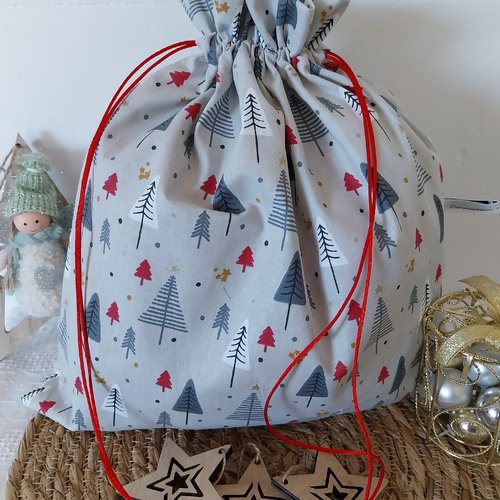 Sac cadeau de noël taille 3,  pochon emballage