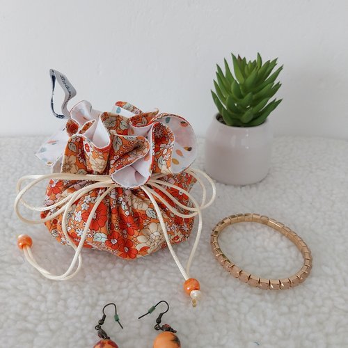 Bourse à bijoux en tissus, pochette à bijoux