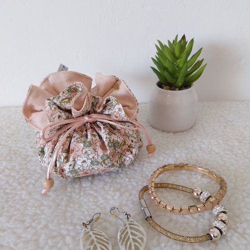 Bourse à bijoux en tissus, pochette à bijoux
