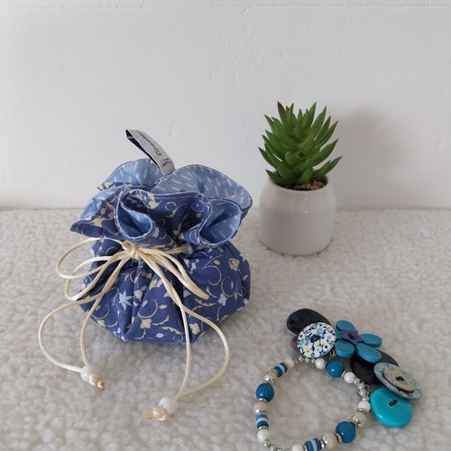 Bourse à bijoux en tissus, pochette à bijoux