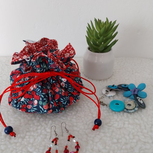 Bourse à bijoux en tissus, pochette à bijoux