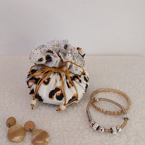 Bourse à bijoux en tissus, pochette à bijoux