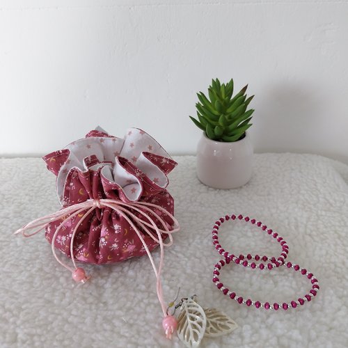 Bourse à bijoux en tissus, pochette à bijoux