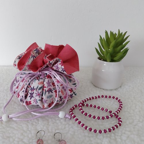 Bourse à bijoux en tissus, pochette à bijoux