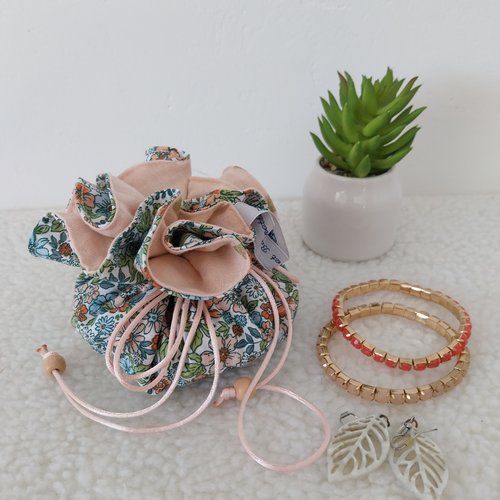 Bourse à bijoux en tissus, pochette à bijoux