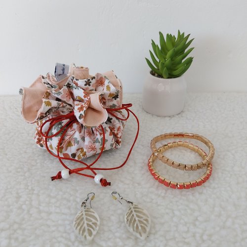 Bourse à bijoux en tissus, pochette à bijoux