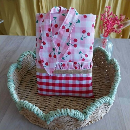 Pochette à livre de poche cerisette – protège livre fait main