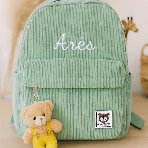 Sac à dos enfant personnalisé – vert d'eau (broderie prénom)