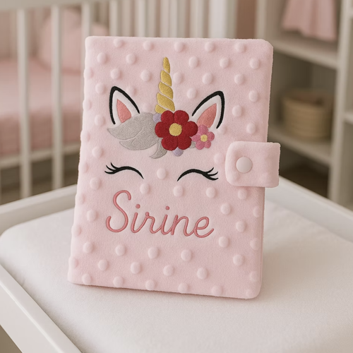 Protège carnet de santé personnalisé – motif licorne