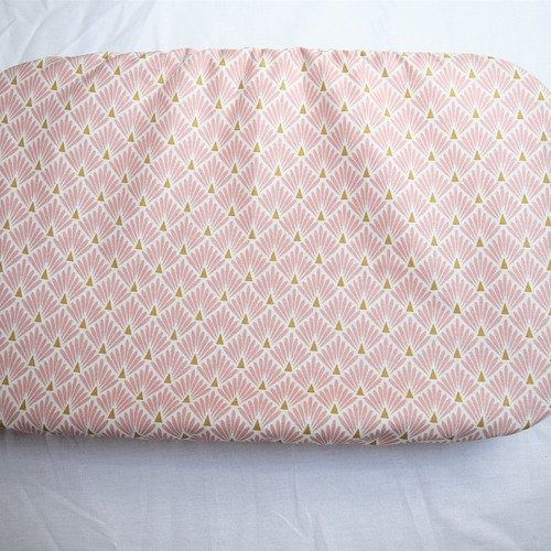Couvre plat rectangulaire motifs eventail rose et doré