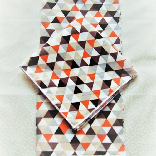 Lot de 2 mouchoirs motifs géometriques orange marron