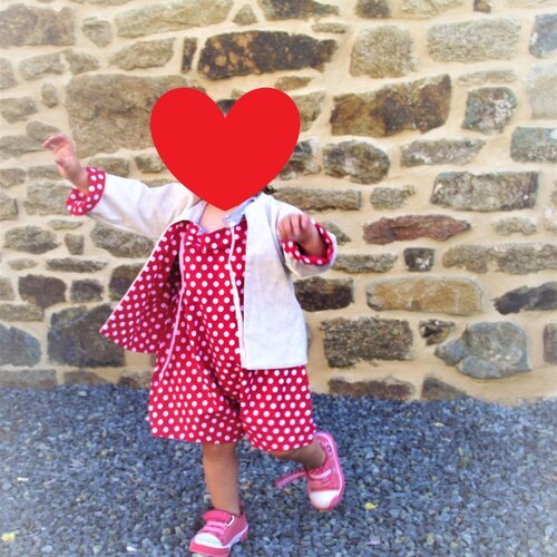 Ensemble de cérémonie rouge à pois 12 mois fille