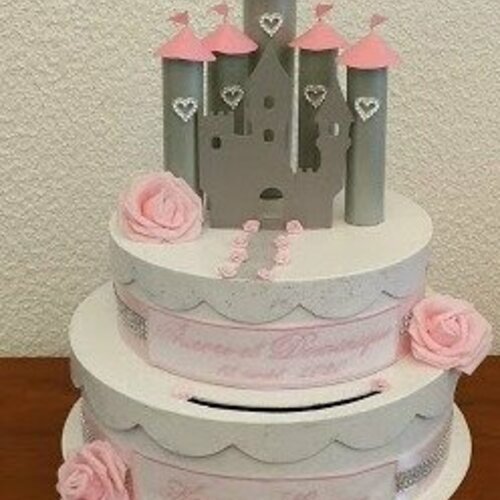 Urne mariage tirelire chateau princesse wedding cake