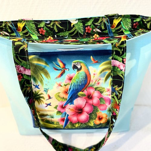 Sac cabas modèle perroquet