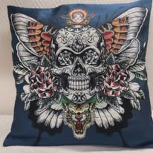Housse de coussin bleu