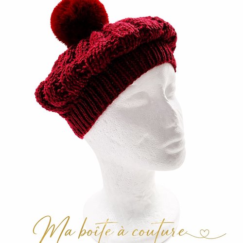 Béret femme tricot taille unique rouge