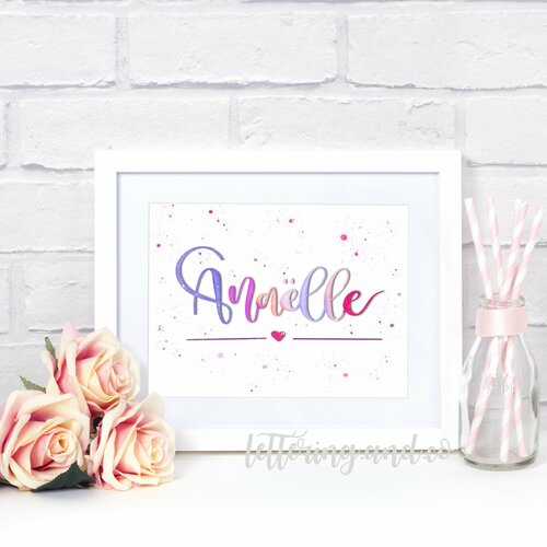 Prenom Personnalise Lettering Calligraphie Tableau Enfant Bebe Un Grand Marche