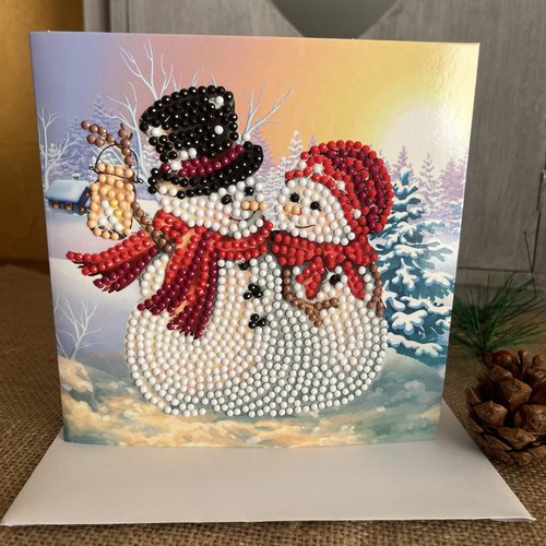 Carte postale " bonhommes de neige " et son enveloppe