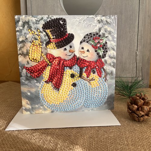 Carte postale " bonhommes de neige " et son enveloppe