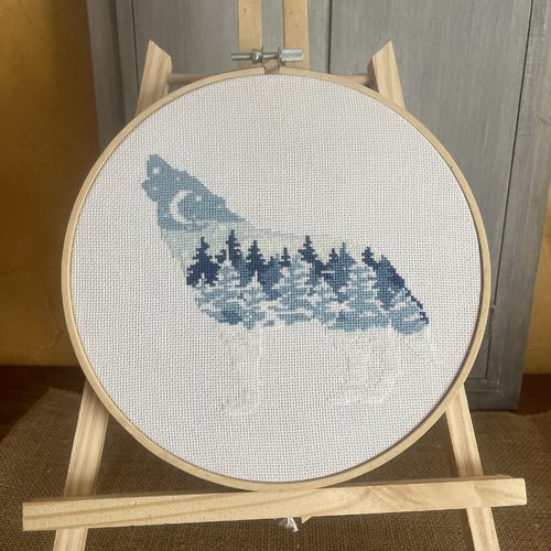 Tableau broderie "le loup"