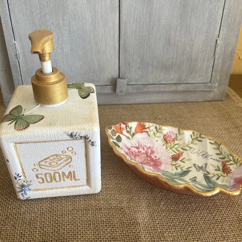 Duo de distributeur et porte-savon pour salle de bain ou cuisine