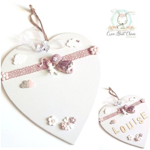 Plaque De Porte Bebe Fille En Fimo Plaque De Porte Prenom Bebe Decoration Murale Coeur Bebe Fimo Cadeau Naissance Un Grand Marche