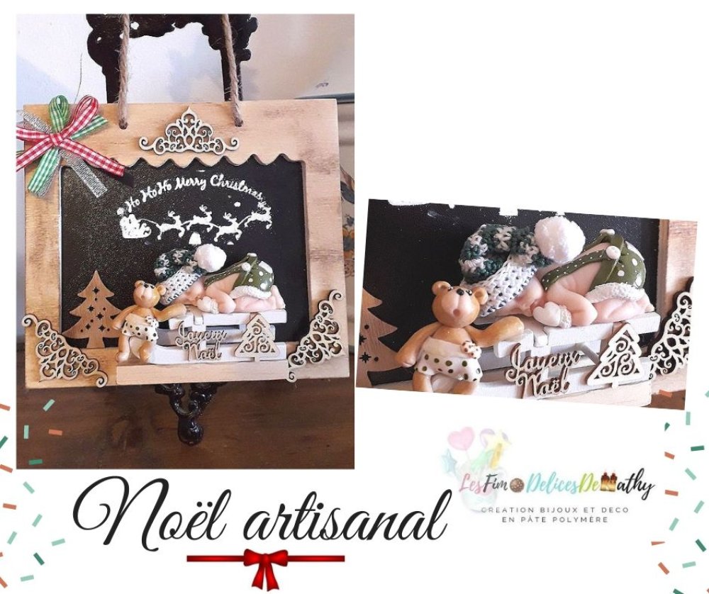 Cadre Bebe Fimo Noel Bebe Fimo Luge Plaque De Porte Noel Cadeau Naissance Cadeau Fait Main Decoration Enfant Un Grand Marche