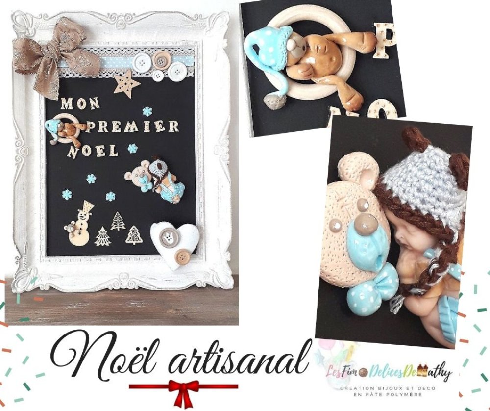 Cadre Bebe Fimo Garcon Bebe Fimo Premier Noel Ardoise Bebe Deco Noel Cadeau Naissance Fait Main Un Grand Marche