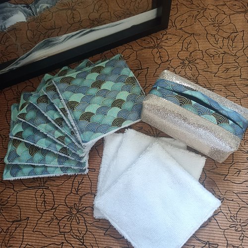 Cotons lavables éponge bambou avec distributeur