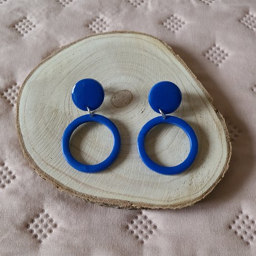 Boucle d'oreille créole "bleu"