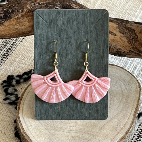 Boucle d'oreille eventail "rosea"